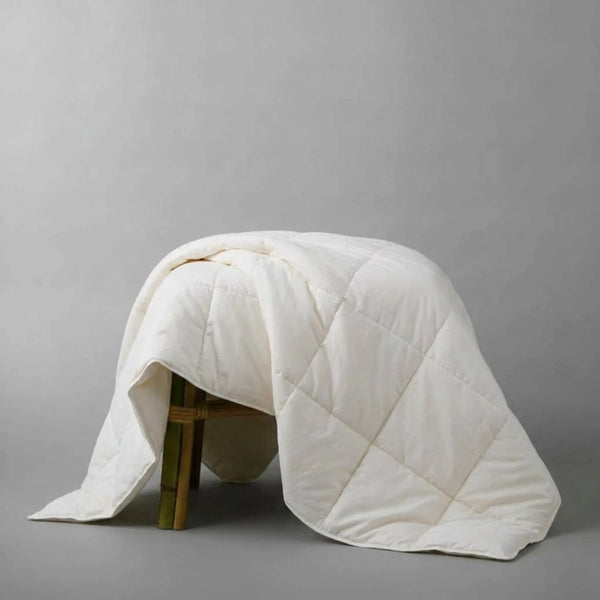 White duck feather duvet, front view